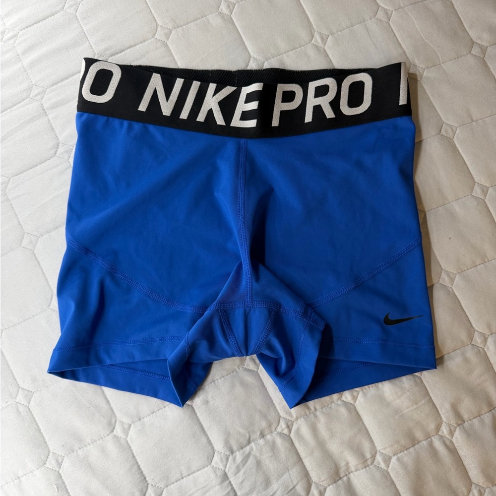 Nike Dri-FIT Royal Blue Compression Shorts with Black/White Waistband